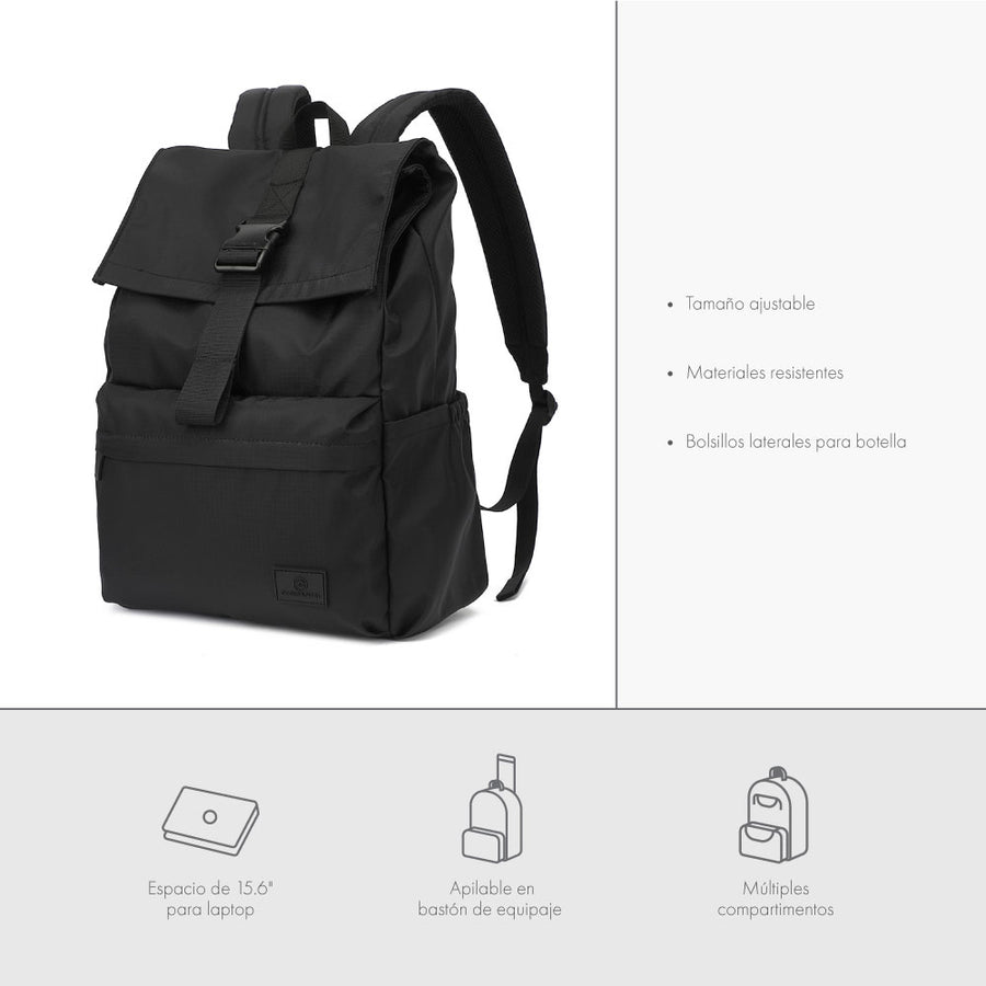 Mochila Rizz: Laptop 15.6", Roll-Top y Viaje Rojo