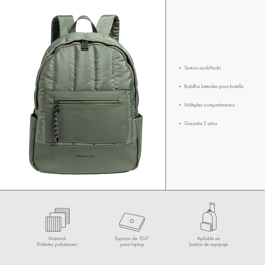 Mochila Fuji: Laptop 15.6", Banda para Equipaje, Verde