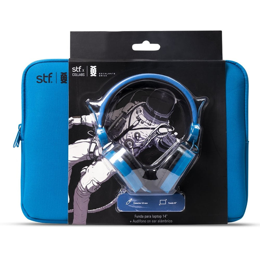 Kit Audífonos y funda | Cool capital Erick escalante 2 en 1 | 14 pulgadas azul - Cool Capital
