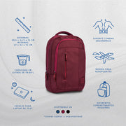 Combo Mochila Zilker Vino 15.6” + Audífonos Lisbon Coral