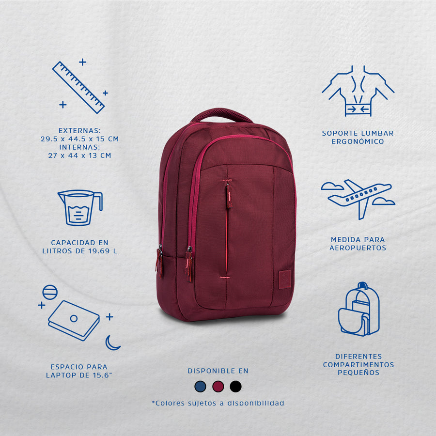 Combo Mochila Zilker Vino 15.6” + Audífonos Lisbon Coral