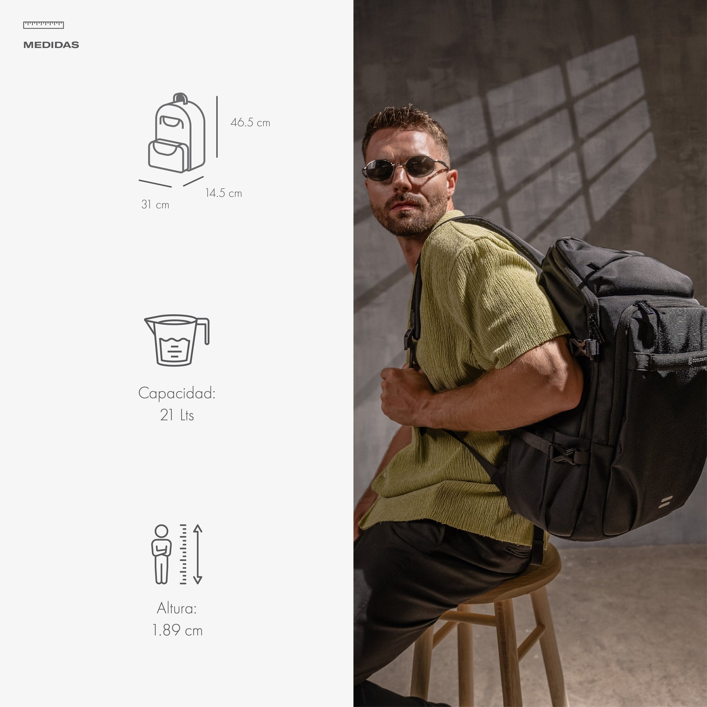 MOCHILA GOAT Laptop 15.6" Cool Capital Viajes Negra